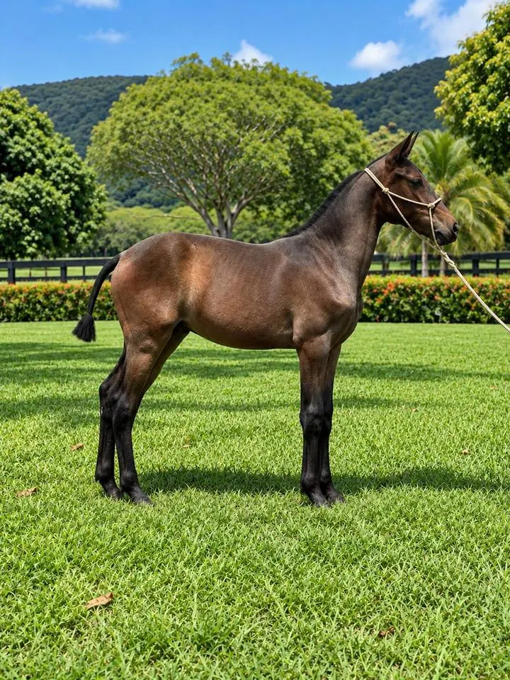 AB Ganoso, potro iberoamericano, de perfil en el potrero
